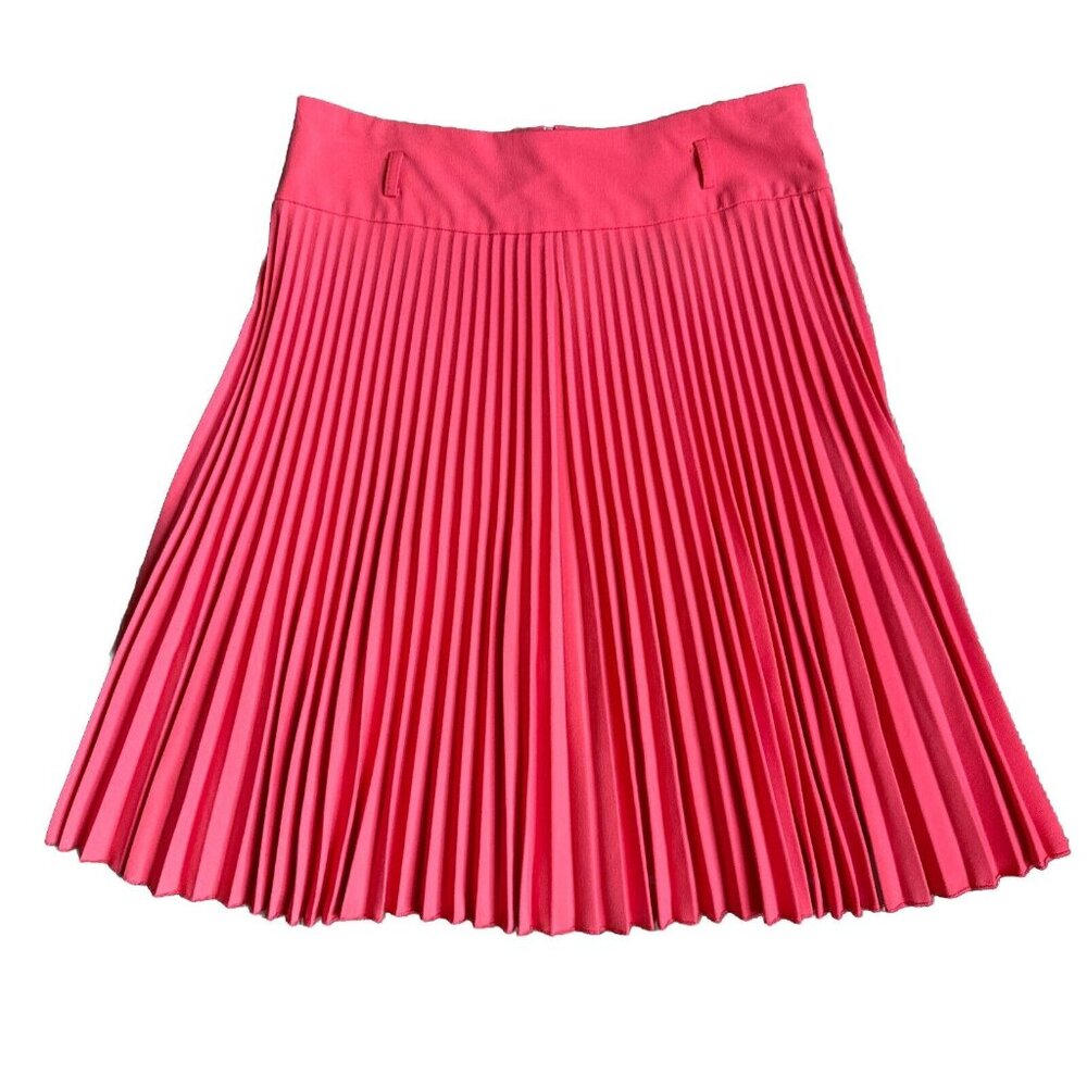 Vtg SAKKAS Womens Midi Skirt Pink Pleated Drop Waist Preppy Academia